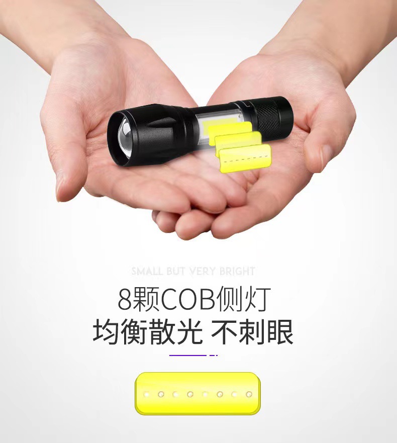 Mini flashlight, power, multi-functional flashlight, strong light, rechargeable USB, outdoor lighting, emergency light, ultra-bright long-range shooting pic 13