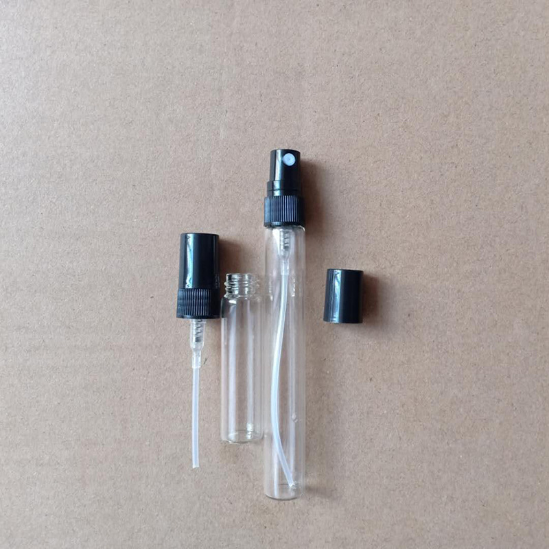 Available in stock: 2ml, 3ml, 5ml, 10ml black and white spray perfume samples, glass portioned spray empty bottles, pulled tube bottles pic 20
