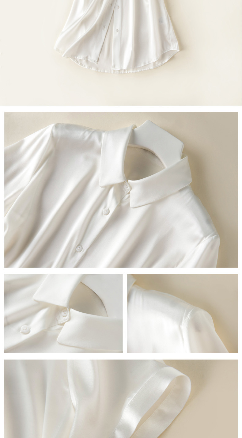 Silk short-sleeved shirt, a new summer professional shirt for women, with a unique design sense and a niche commuting top made of mulberry silk pic 35
