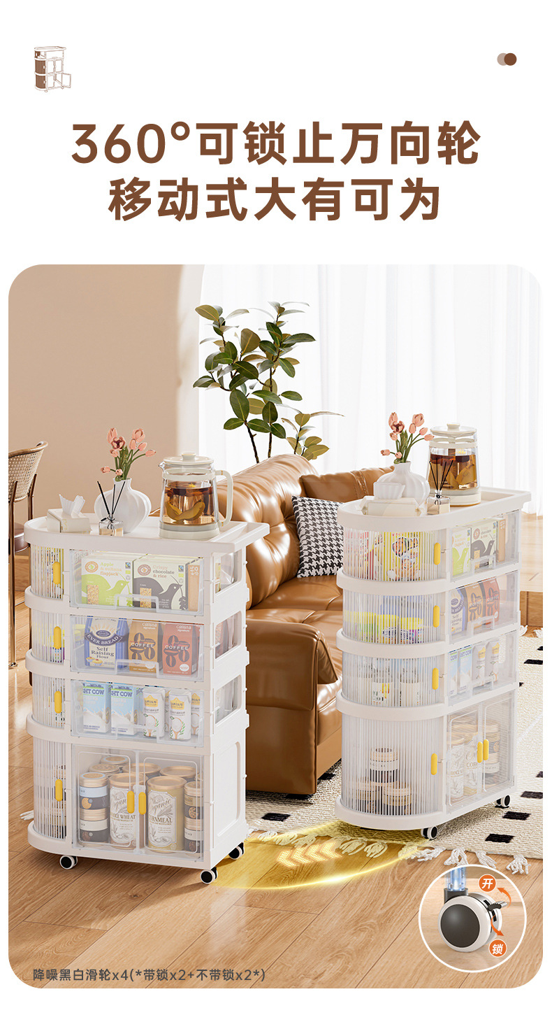 婴儿宝宝用品收纳储物折叠推车置物架卧室客厅可移动零食落地推车详情5
