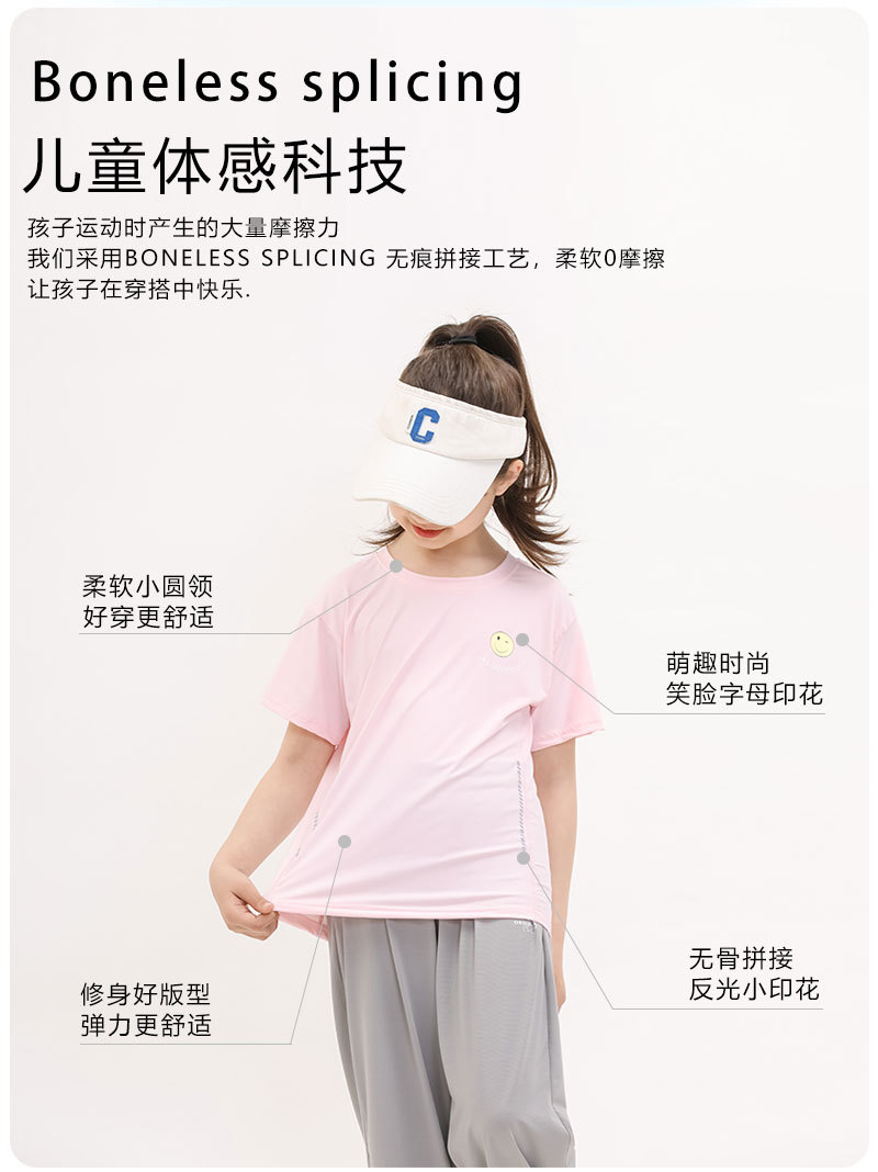 现货童装夏季新款UPF50+儿童T恤女童透气上衣男童休闲短袖学生t恤详情2