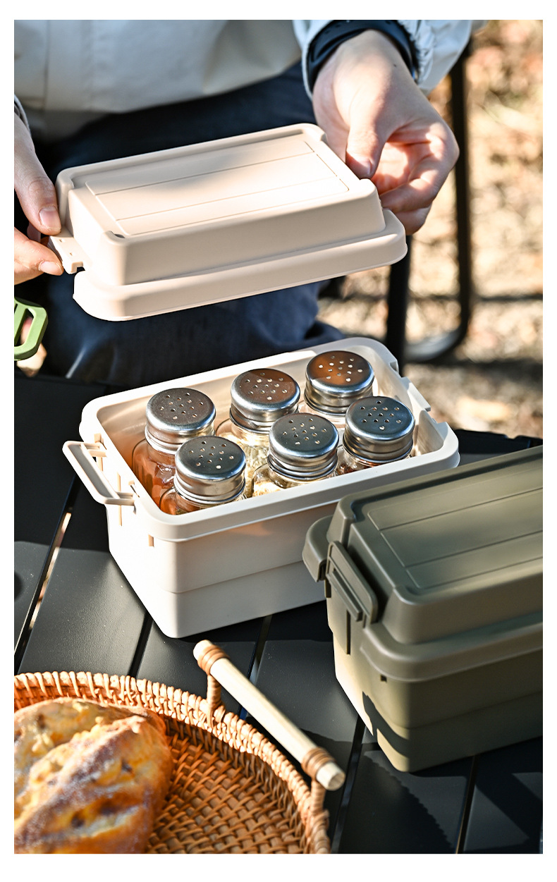 Camping seasoning bottle storage box, mini small storage box, outdoor desktop multi-functional storage box, miscellaneous bucket pic 4