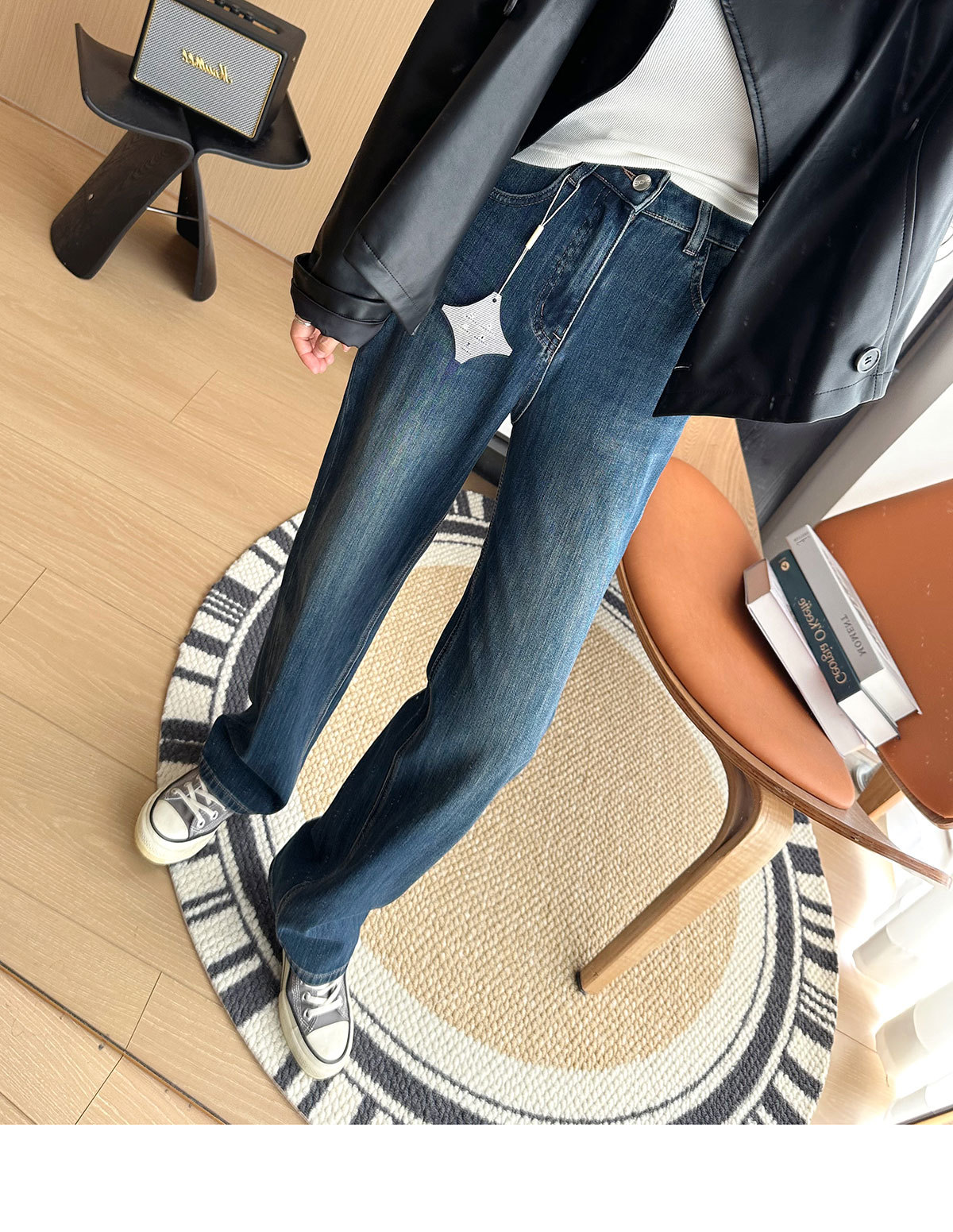 Close your eyes and join the series! New four-sided stretch fleece jeans for women in autumn and winter, slim and leg-slimming, straight-leg wide-leg pants pic 30