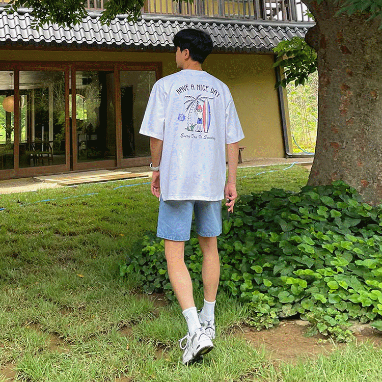 【 Clearance Sale 】 Short-sleeved T-shirt for men, summer Korean style, loose and trendy, cartoon print, versatile, pure cotton half-sleeved T-shirt pic 2