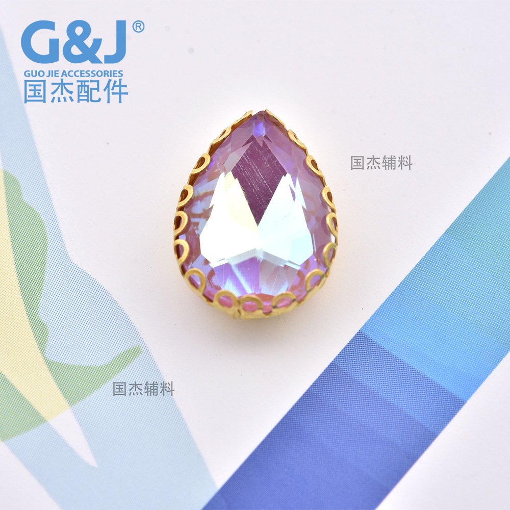 Mocha color teardrop glass claw diamond hand-sewn diamond lace claw diamond DIY handmade accessories for clothing, wedding dresses, jewelry and accessories pic 14