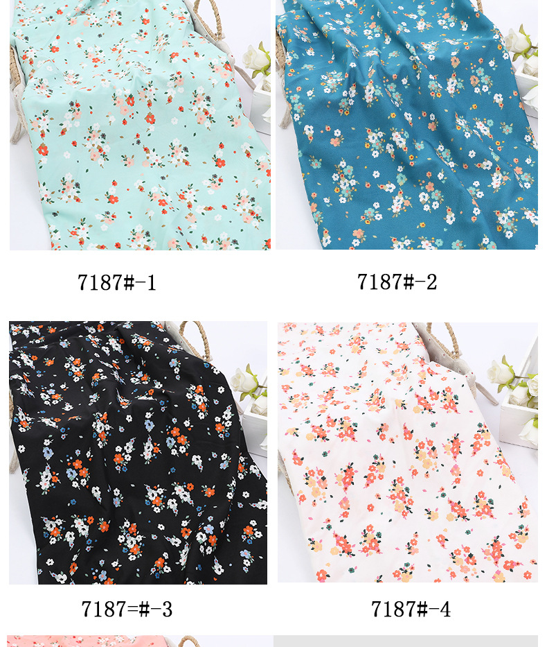 Fresh and light chiffon single-layer non-permeable fabric, four-sided embossed printed fabric, wholesale of polyester floral print clothing fabric in stock pic 12