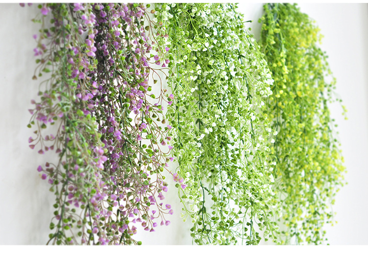 Gao Da simulation flower art, rattan flower, artificial flower, silk flower, golden bell willow, wall-mounted living room, air conditioning pipe decoration, green leaf plant pic 13