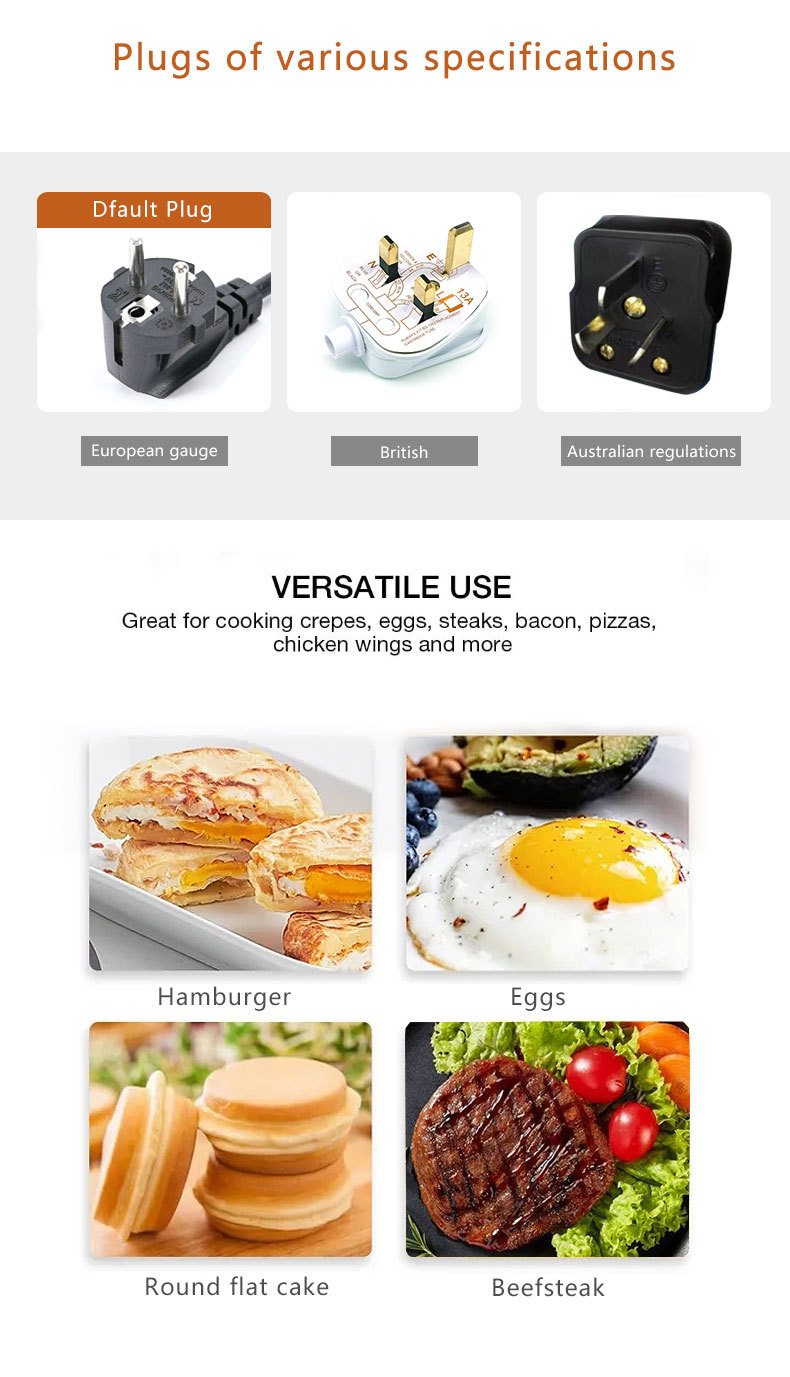 Cross-border SOKANY1003 pancake machine, 4-hole pancake for frying eggs, household hamburger cake breakfast machine, double-sided heating for making pancakes pic 8