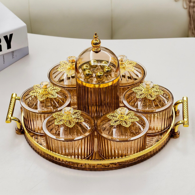 干果碟小吃碟圆形透明点心分格盘家用水果盘带塑料盖北欧轻奢果碟干果碟小吃碟圆形透明点心分格盘家用水果盘带塑料盖北欧轻奢果碟详情5