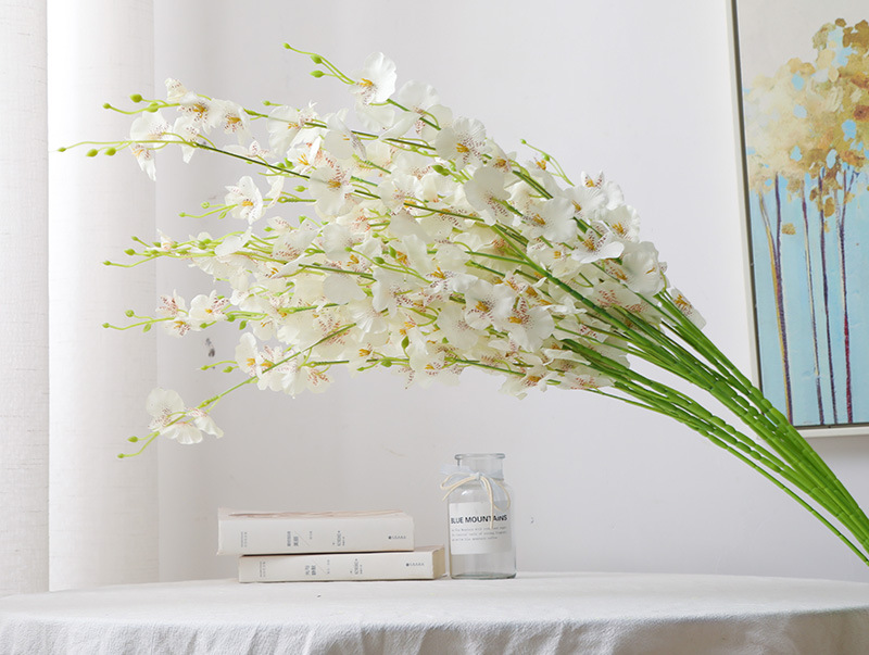 黄色5叉跳舞兰人造仿真花束假花文心兰 客厅婚庆装饰绢花蝴蝶兰详情33