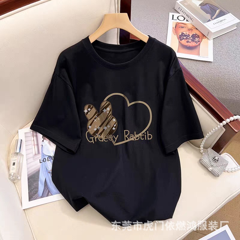 国潮短袖t恤女新款韩版宽松百搭半袖洋气上衣女士夏季短袖外贸货源详情10