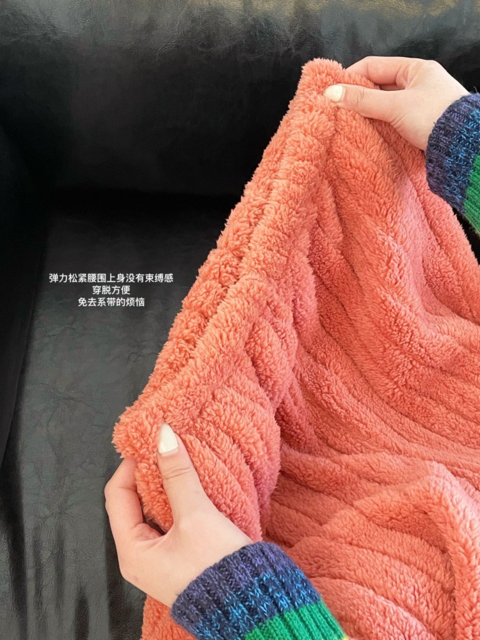 秋冬款加厚暖暖水蜜桃家居服大板乌龙桃睡袍女性保暖睡衣套装批发详情6