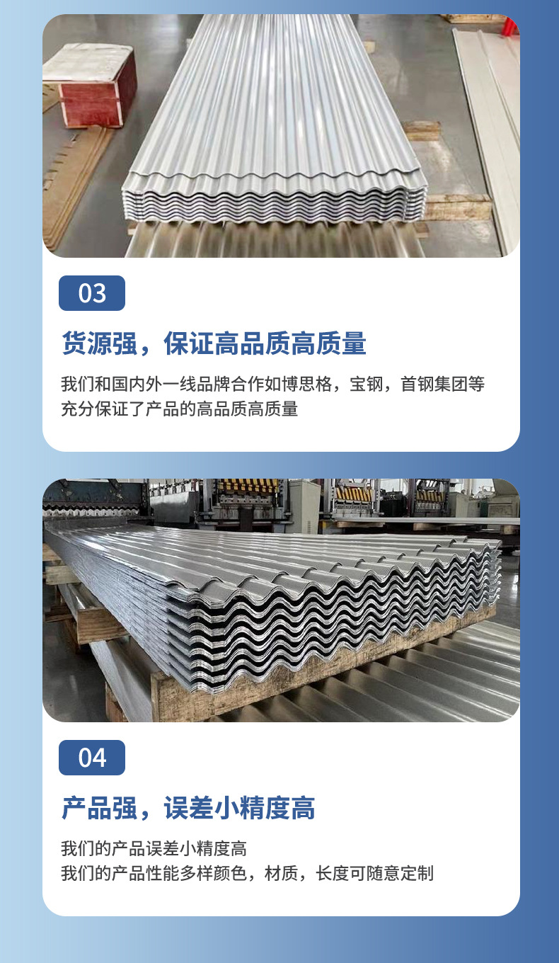 Color steel tile YX18-76-836 wall panel, small wave silver Q235 material color steel profiled sheet corrugated sheet pic 8
