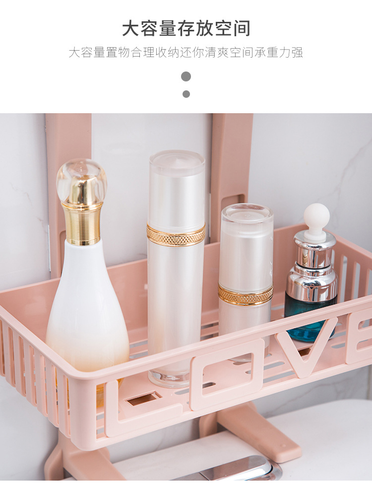 Wall-mounted bathroom double-layer toilet storage rack, plastic wall-absorbing storage rack, non-drilling bathroom and kitchen storage rack pic 2