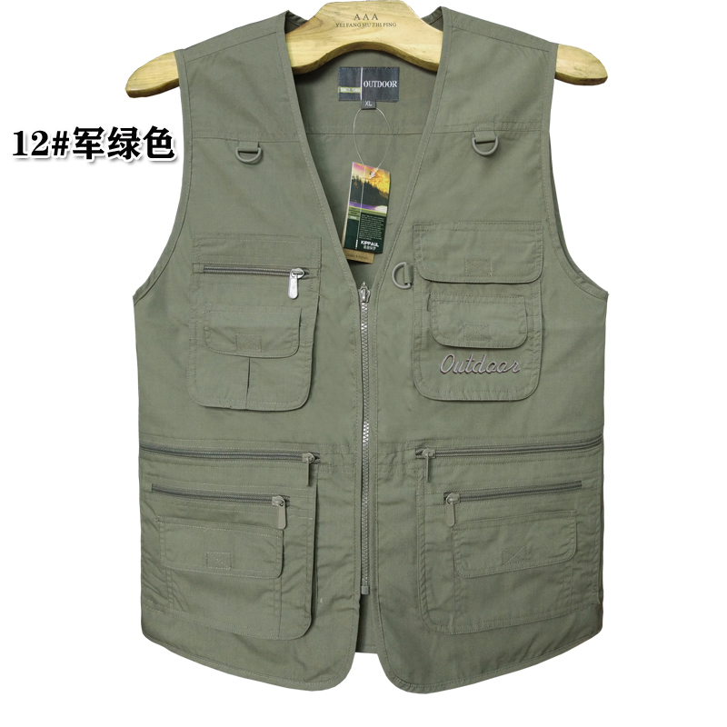Casual vest for men, summer thin style, spring and autumn multi-pocket photography work vest, cotton and polyester quick-drying suit, functional waistcoat pic 5