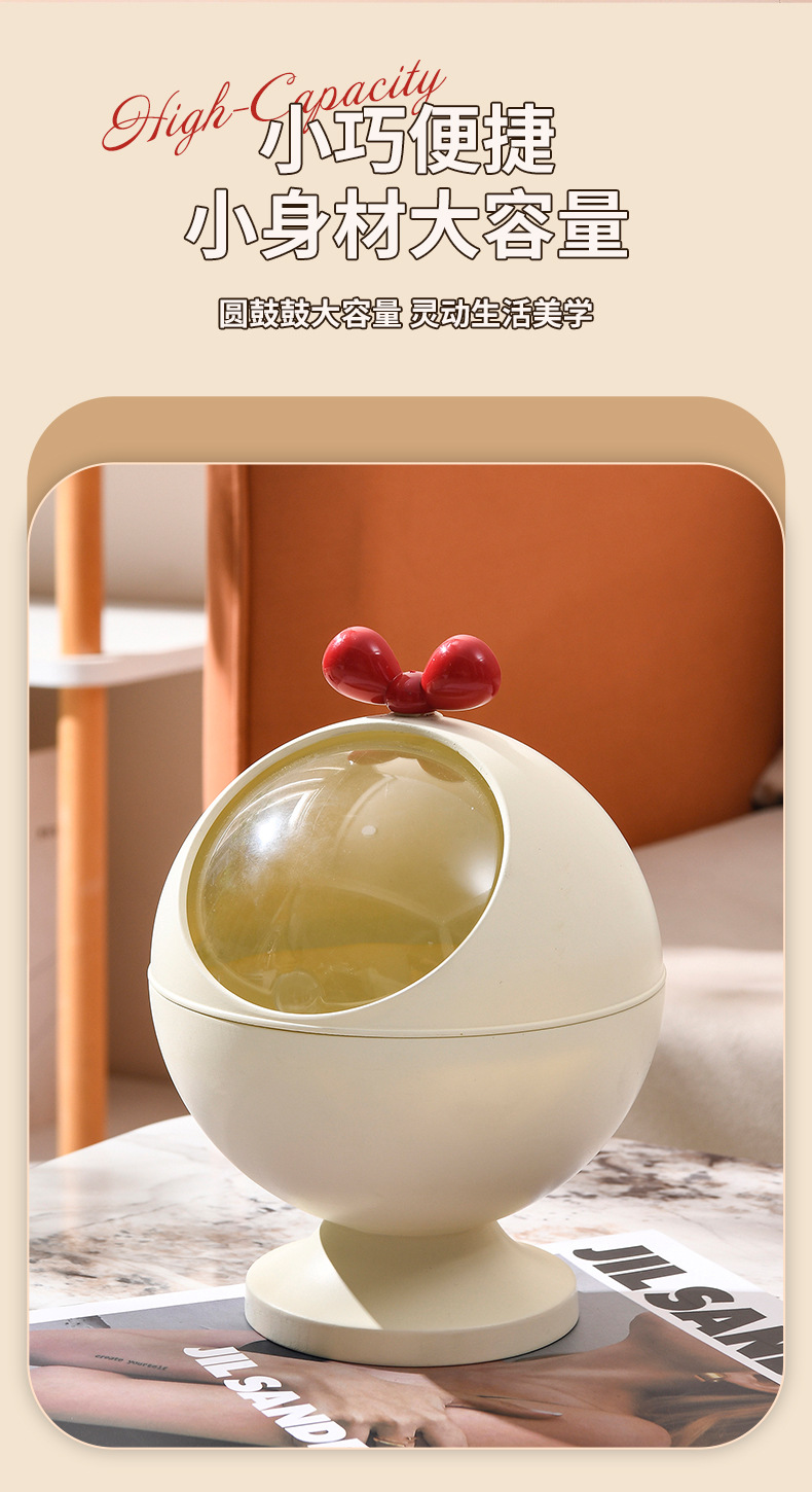 G364 desktop trash can, cute small size, home dormitory office desk, covered wastebasket, ins style mini trash can pic 4