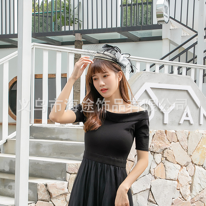 Imported linen, feather and mesh top hats for export, Amazon horse racing festival, banquet and dance party, festival paty top hats wholesale pic 7