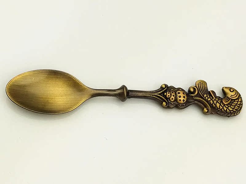 Creative, fashionable and retro coffee spoon, three-dimensional conch, shell and carp, and gold, silver and copper dessert spoon jyv01 pic 42