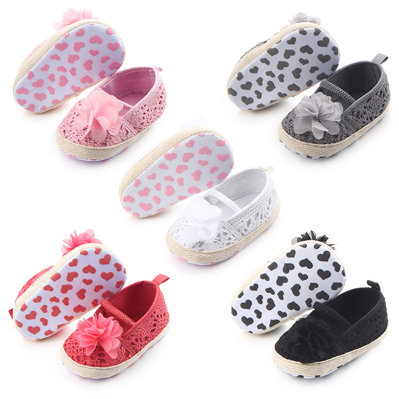 婴儿鞋批发 春秋季新款 镂空麻布花朵软底松紧带宝宝鞋 D0716详情4