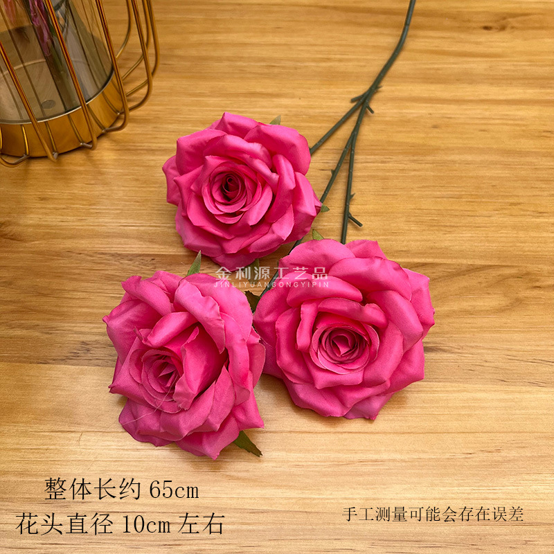 婚庆仿真花3头钻石玫瑰无叶版玫瑰花路引花材弗洛伊德玫瑰瀑布详情12
