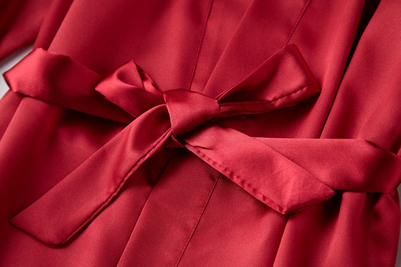 晨袍女伴娘结婚睡袍女士吊带内搭打底睡裙红色新娘仿真丝睡衣春夏详情13