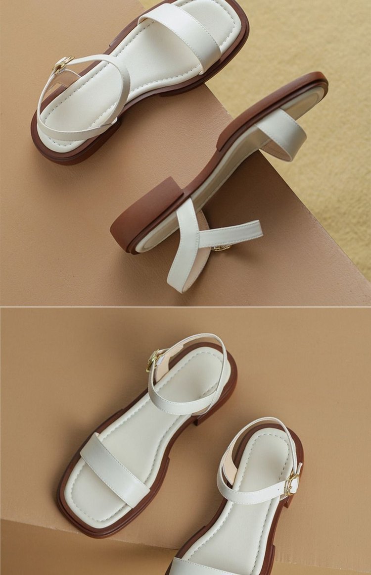网红爆款凉鞋女一字带平底高级方头韩版百搭舒适外穿防滑罗马鞋子详情14