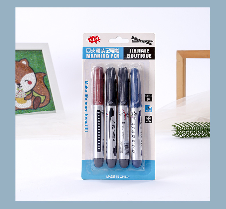 Factory direct sales of marker pens, quick-drying, oil-based, non-fading, express logistics, large-head and thick-head pens, 4-piece package wholesale pic 8