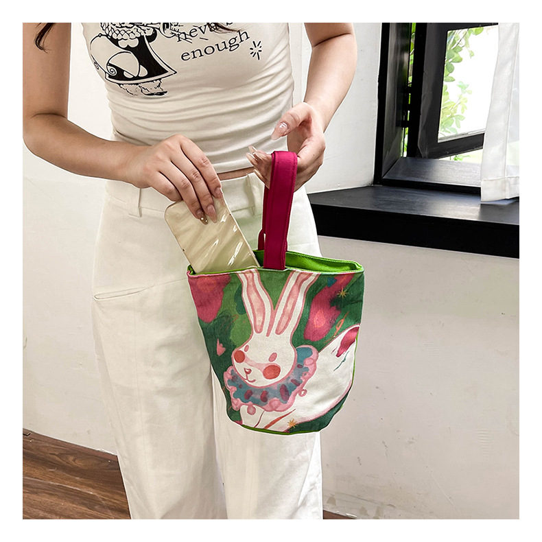 Pintura al óleo viento bolsa de mano linda impresión de un hombro bolsa portátil exterior cartoon student canvas bag al por mayor pic 14
