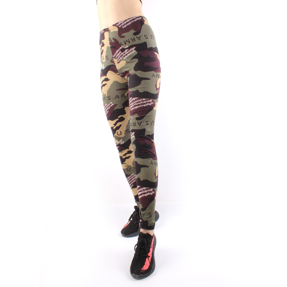 Camouflage leggings, stretch large size camouflage yoga pants, tight nine-inch pants, sports leggings pic 26