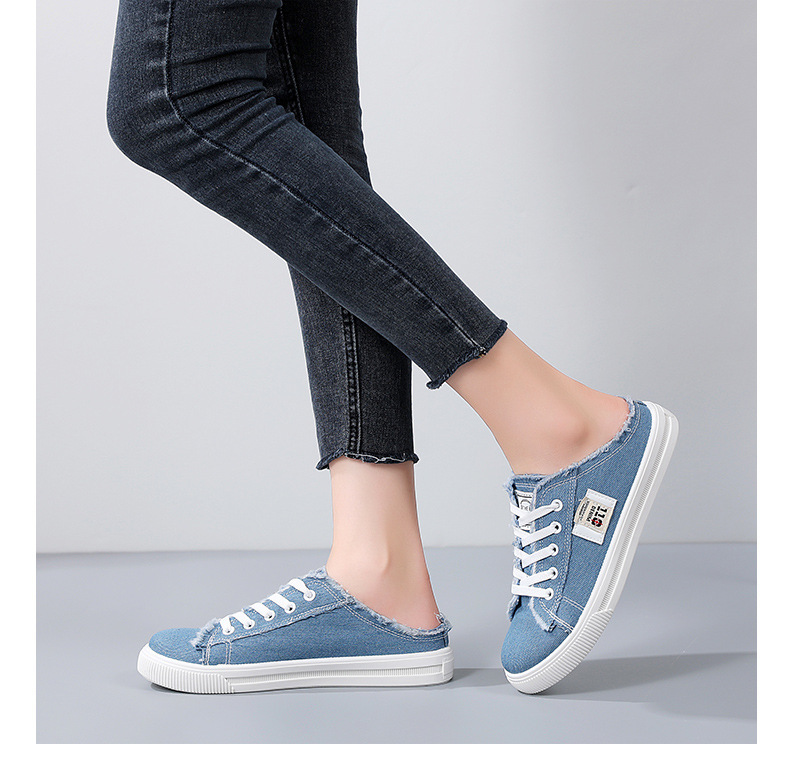 帆布鞋夏季新款小白鞋懒人鞋一脚蹬半拖平底百搭学生百搭时尚板鞋详情8