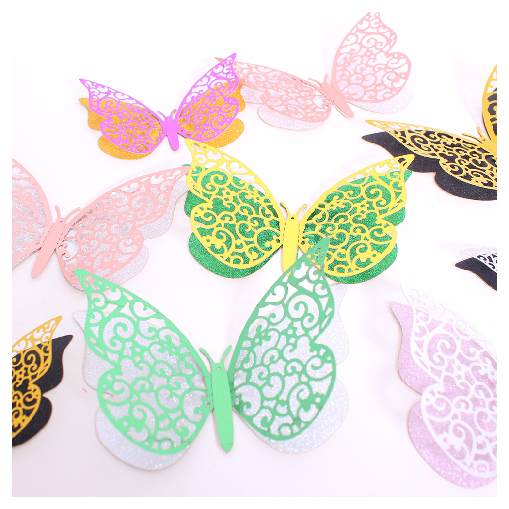 亚马逊12只3D镂空蝴蝶墙贴 圣诞节庆节日布置装饰贴纸 立体蝴蝶详情7