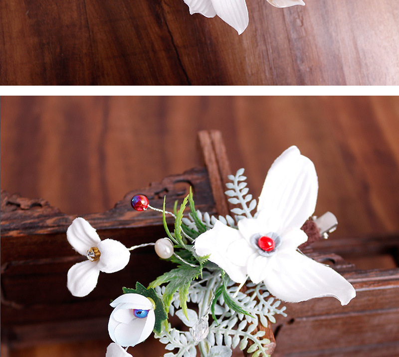Bride hairpin headwear, forest-style super fairy-like Korean adult short hair clip, wedding dress hair accessory, side clip, hair flower hairpin pic 6