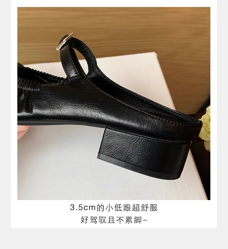 羊皮版葡萄妈同款法式银色方头芭蕾鞋女包头半拖鞋夏外穿粗跟凉拖详情19