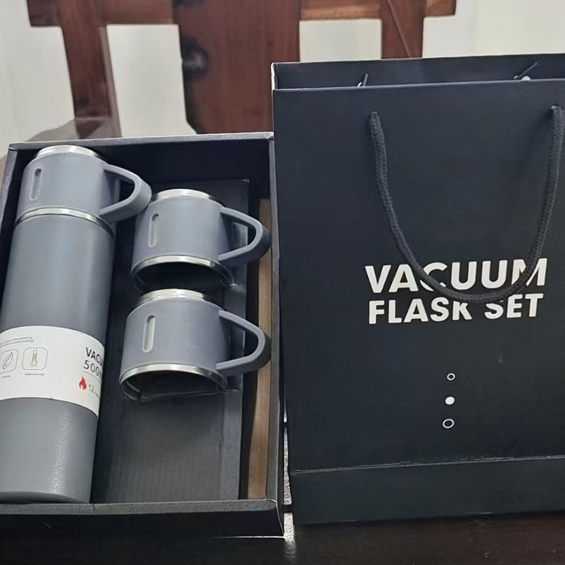 Vacuum 304 stainless steel insulated cup, business office tea brewing cup, one cup, three-lid hand-held gift box set cup pic 5