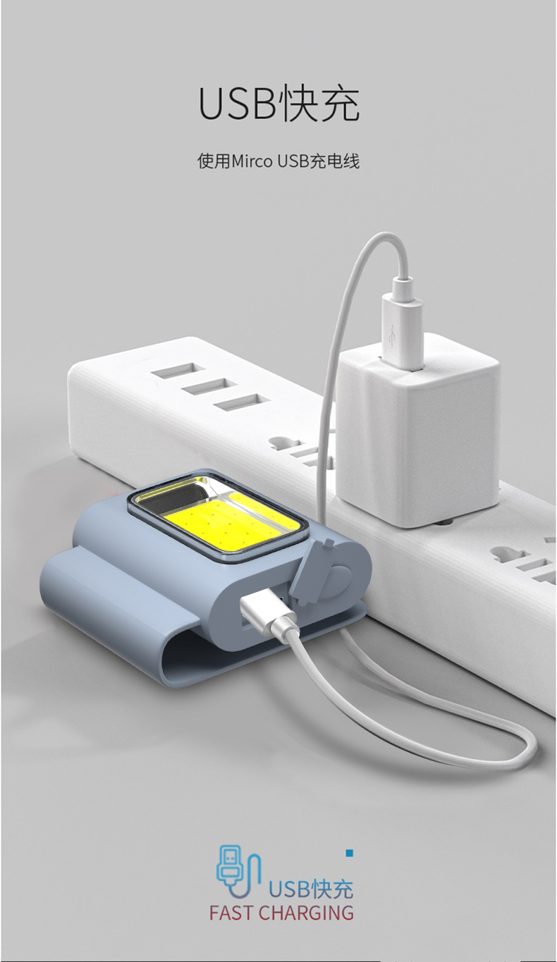 22 Cross-border New multi-functional magnetic TYPE-C charging portable clothes clip running COB silicone work headlamp pic 10