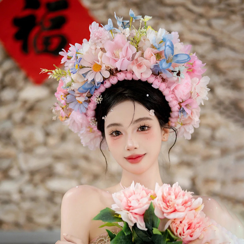 福建泉州浔埔女簪花头饰民族风花围高颜值爆款仿真花泉州簪花新款详情16