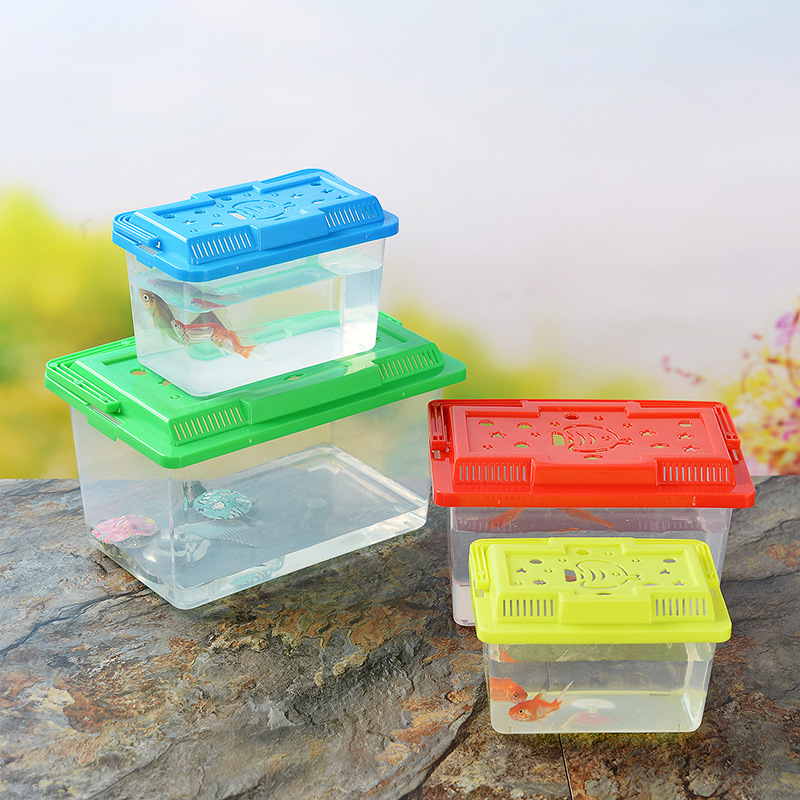Wholesale of large, medium and small-sized portable plastic goldfish tanks, transparent turtle tanks, reptile pet breeding and transportation boxes from manufacturers pic 3