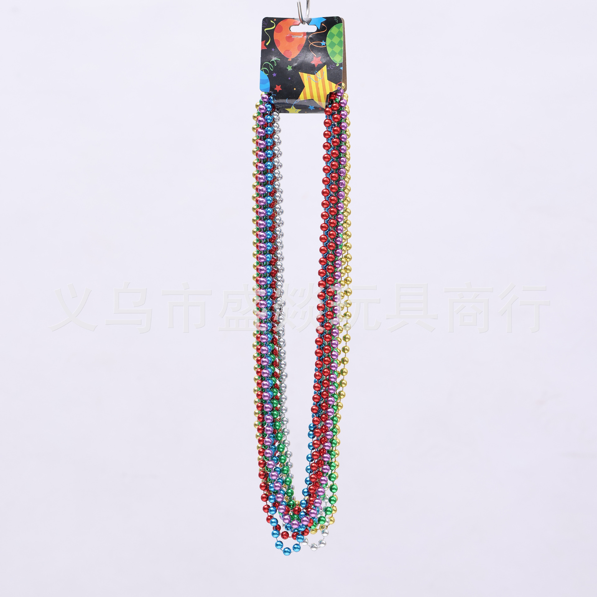 跨境6mm电镀珠链彩色项链独立日项链狂欢节万圣节派对波珠链详情1