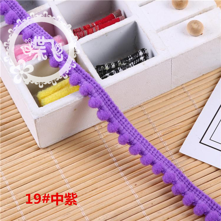 现货供应35色爆款密芽边毛毛虫织带DIY手工帽子服装辅料 毛球花边详情33