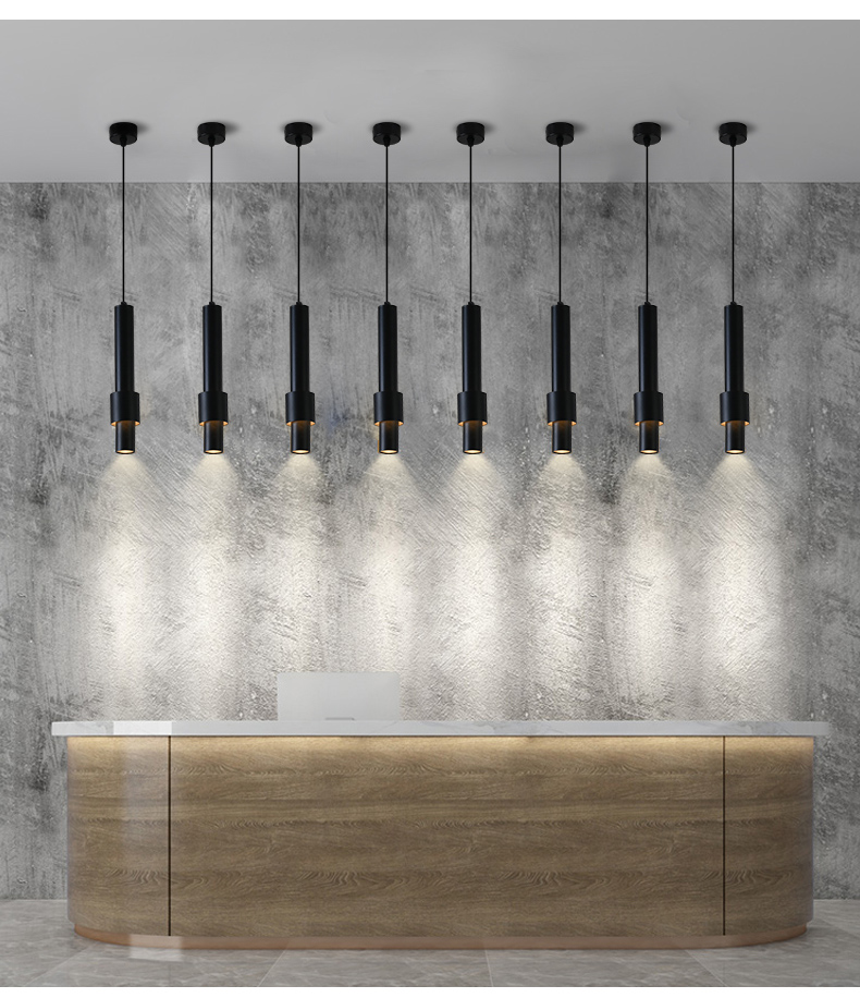 轻奢吊线前台吧台简约现代长线圆柱形长筒led设计北欧床头小吊灯详情7