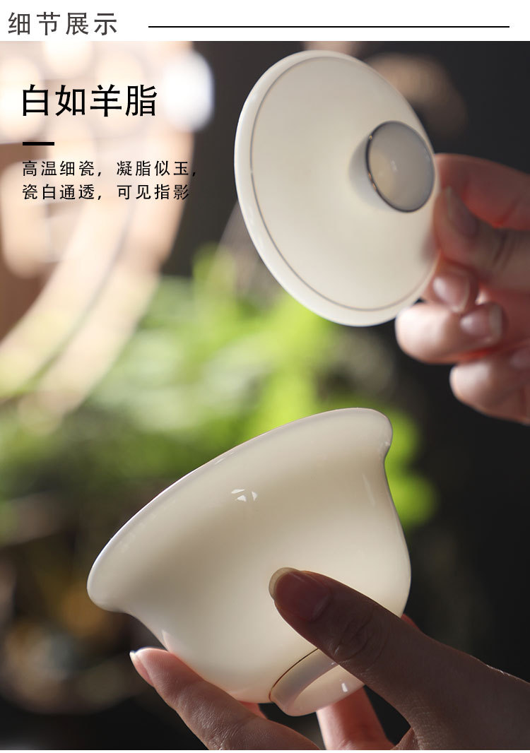 Factory direct sales of pure white Dehua jade porcelain Gongfu tea sets, wholesale available, light luxury gift box with logo pic 7