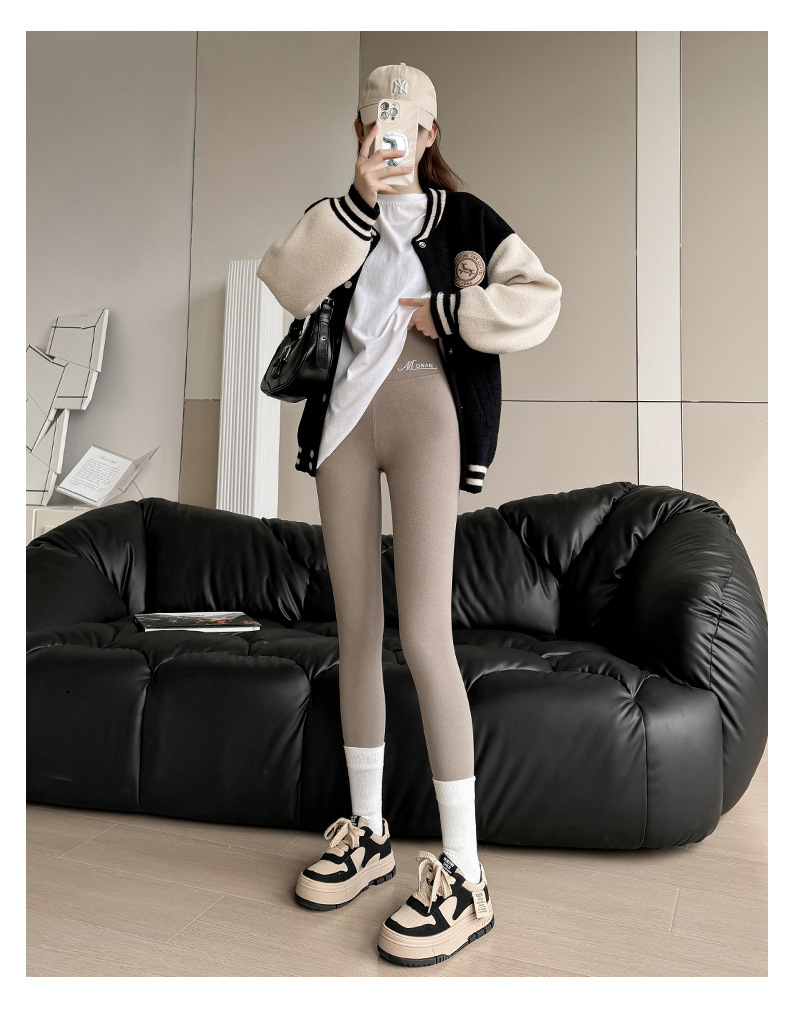 双面德绒打底裤女冬季加厚羊羔绒保暖棉裤高腰大码可外穿修身长裤详情36