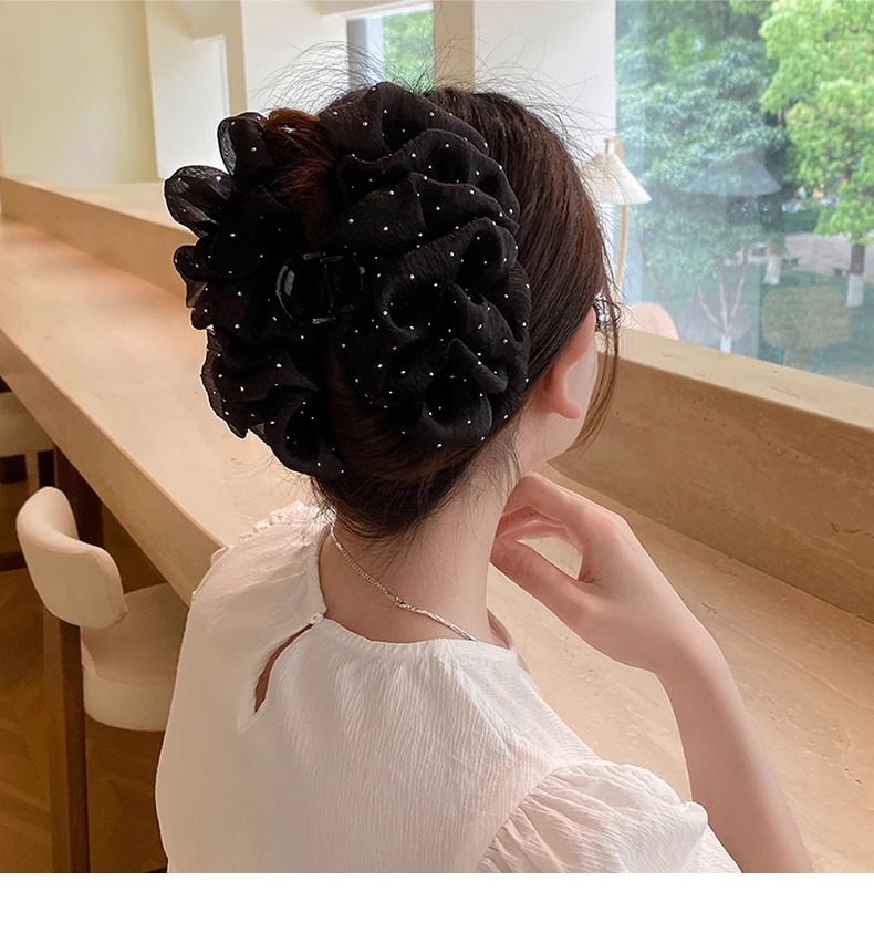 双面网纱云朵泡泡抓夹女气质蝴蝶结发夹女高级感后脑勺鲨鱼夹头饰详情3