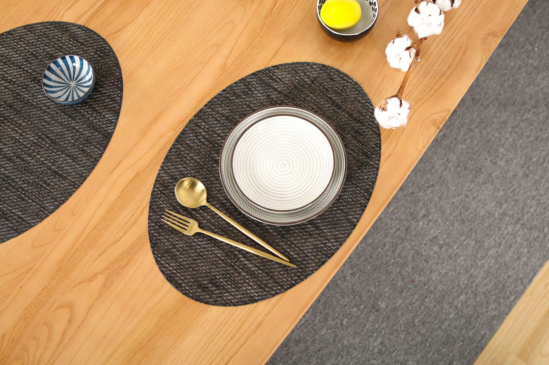 Coffee table MATS, table MATS, Japanese-style PVC simple oval table MATS, striped tablecloths, tablecloths, bowl MATS, heat insulation MATS, table MATS pic 6