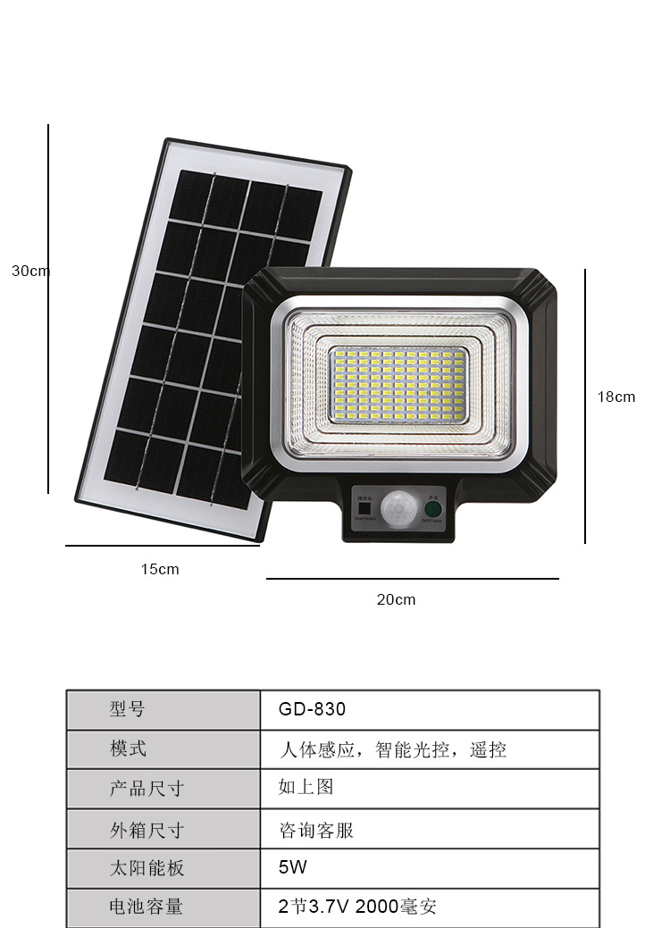Cross-border special supply of solar floodlights, split-type ultra-bright garden lights, home outdoor wall lights, advertising floodlights pic 16