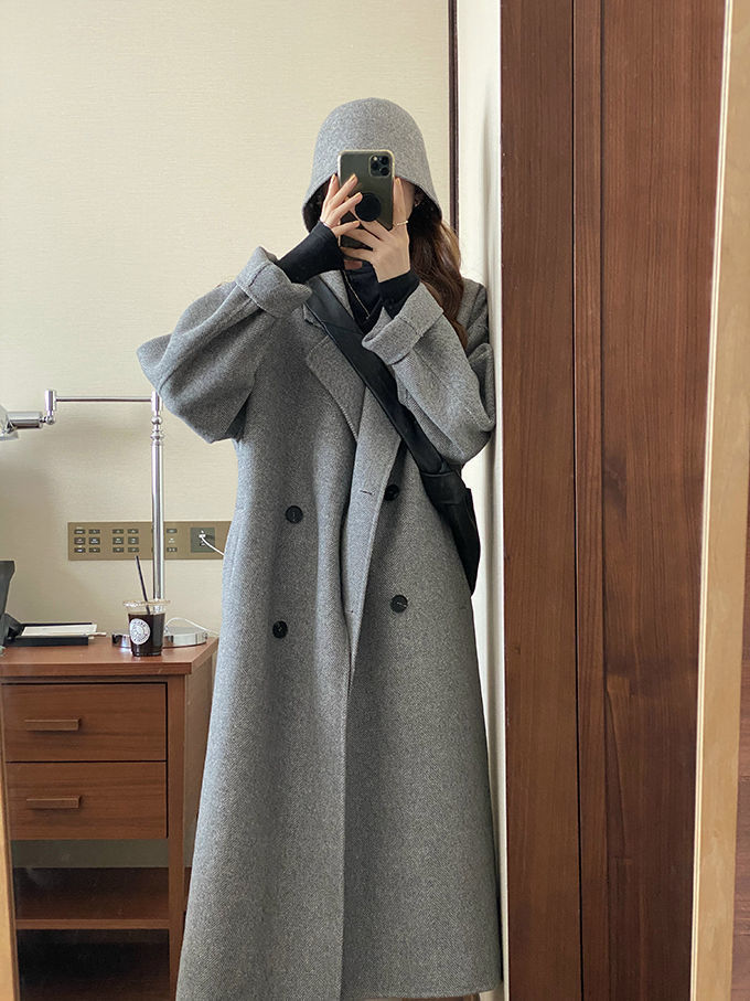 双面大衣女中长款2022新款韩版秋冬宽松洋气羊毛呢外套冬详情16