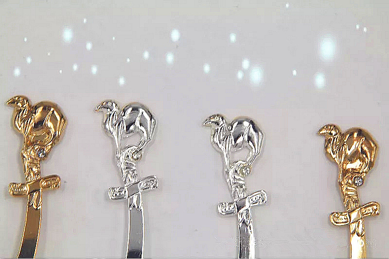 Cute camel coffee spoon, knip-shaped mirror-polished stainless steel spoon, creative high-end tableware, gold and silver (JY20) pic 36