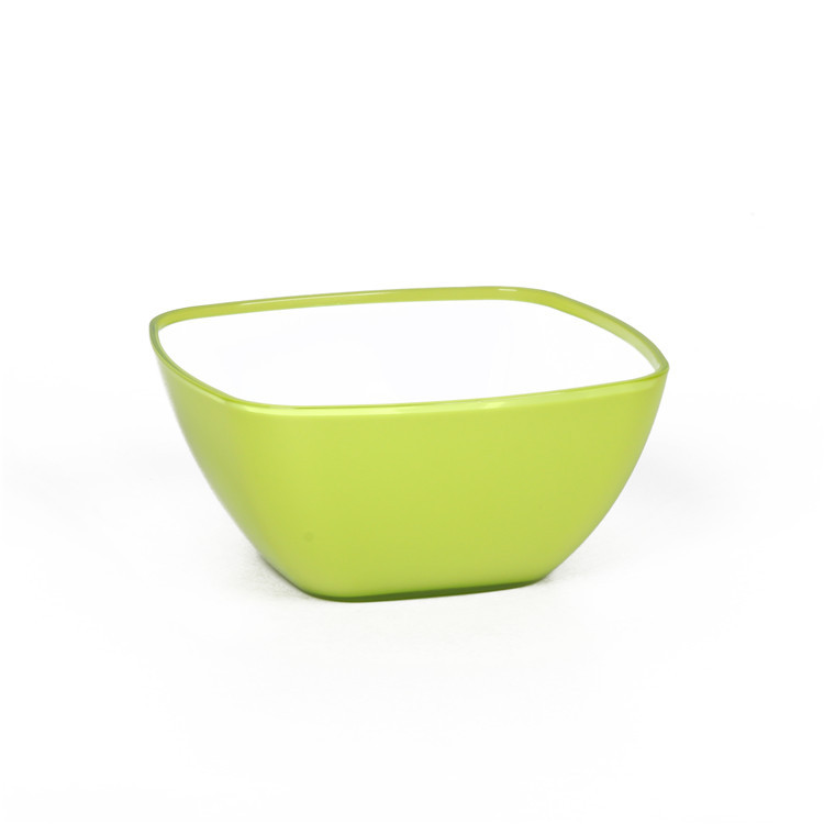 Wholesale solid-color creative new square bowls, PP material double-layer food-grade salad bowls, square two-color bowls pic 8