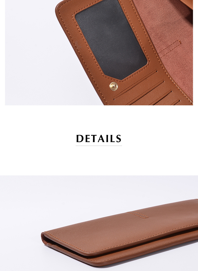 ins欧美简约超薄长款钱包女真皮2024新款气质搭扣卡位软牛皮钱夹详情13