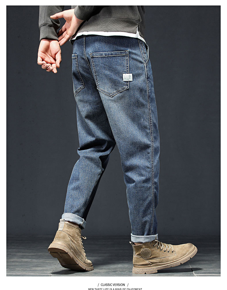 春秋季潮牌牛仔裤男士黑灰色直筒小脚经典耐磨显瘦百搭休闲长裤子详情9